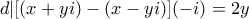 d|[(x+yi)-(x-yi)](-i)=2y