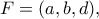 F=(a, b, d),