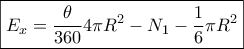 \boxed{{E_x} = \dfrac{\theta }{{360}}4\pi {R^2} - {N_1} - \dfrac{1}{6}\pi {R^2}}