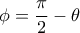 \displaystyle{ \phi = \frac {\pi}{2} - \theta}