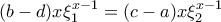  (b-d)x\xi_1^{x-1}= (c-a)x\xi_2^{x-1}