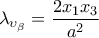 \displaystyle{\lambda _{\upsilon _{\beta }}=\frac{2x_1x_3}{a^2}}