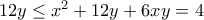 12y \le x^{2}+12y+6xy=4