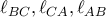 \ell_{BC}, \ell_{CA}, \ell_{AB}