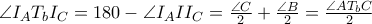 \angle I_{A}T_{b}I_{C}=180-\angle I_{A}II_{C}=\frac{\angle C}{2}+\frac{\angle B}{2}=\frac{\angle AT_{b}C}{2}