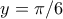 y=\pi /6