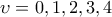 \displaystyle{\upsilon =0,1,2,3,4}