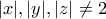 \displaystyle{|x|,|y|,|z|\neq 2}