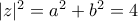 |z|^2=a^2+b^2=4