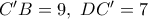 C'B=9,\,\,DC'=7