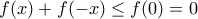 f(x)+f(-x)\leq{f(0)}=0