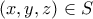 (x,y,z) \in S