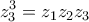 \displaystyle{\displaystyle  
z_3 ^3  = z_1 z_2 z_3  
}