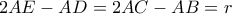 2AE-AD=2AC-AB=r