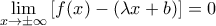 \displaystyle\lim_{x\to\pm\infty}\left[f(x)-(\lambda x+b)\right]=0