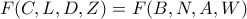 F(C,L,D,Z)=F(B,N,A,W)