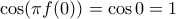 \cos (\pi f(0) ) = \cos 0= 1