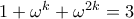 1 + \omega^k + \omega^{2k} = 3