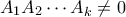 A_1 A_2 \cdots A_k \neq 0 A_1 A_2 \cdots A_k \neq 0