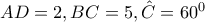 AD=2 , BC=5 , \hat{C}=60^0
