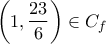 \displaystyle{\left(1,\frac{23}{6}\right)\in C_{f}}