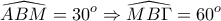 \displaystyle{\widehat{ABM}=30^{o}\Rightarrow \widehat{MB\Gamma}=60^{o}}
