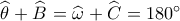 \widehat {\theta _{}^{}} + \widehat {B_{}^{}} = \widehat {\omega _{}^{}} + \widehat {C_{}^{}} = 180^\circ 