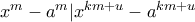 x^m-a^m|x^{km+u}-a^{km+u}