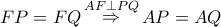 FP = FQ\mathop  \Rightarrow \limits^{AF \bot PQ} AP = AQ