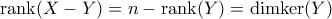 \text{rank}(X-Y)=n-\text{rank}(Y)=\text{dimker}(Y)