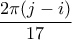 \displaystyle{\frac{2\pi(j-i)}{17}}}
