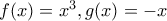 f(x)=x^{3},g(x)=-x f(x)=x^{3},g(x)=-x