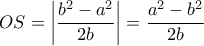  \displaystyle OS = \left| {\frac{{{b^2} - {a^2}}}{{2b}}} \right| = \frac{{{a^2} - {b^2}}}{{2b}}