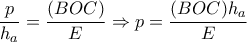 \displaystyle{\frac{p}{h_{a}}=\frac{(BOC)}{E}\Rightarrow p=\frac{(BOC)h_{a}}{E}}