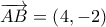 \overrightarrow{AB}=\left( 4,-2 \right)