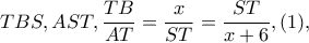 TBS,AST,\dfrac{TB}{AT}=\dfrac{x}{ST}=\dfrac{ST}{x+6},(1),