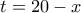 t=20-x