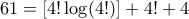 61 = [4!\log (4!)] + 4! + 4