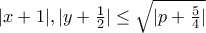 |x+1|,|y+\frac{1}{2}|\leq \sqrt{|p+\frac{5}{4}|}