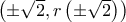 \left( \pm \sqrt{2},r\left( \pm \sqrt{2}\right) \right)