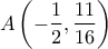 \displaystyle A \left( - \frac{1}{2}, \frac{11}{16} \right)