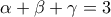\displaystyle{ \alpha+\beta+\gamma=3}