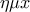 \displaystyle{ 
\eta \mu x 
}