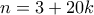 n=3+20k