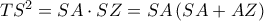 T{S^2} = SA \cdot SZ = SA\left( {SA + AZ} \right)