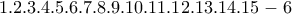 \displaystyle{1.2.3.4.5.6.7.8.9.10.11.12.13.14.15-6}