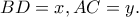 BD=x, AC=y.