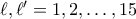 \ell,\ell' = 1,2,\ldots,15