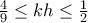 \frac{4}{9}\leq kh\leq \frac{1}{2}