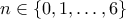 n \in \{0,1,\ldots,6\}
